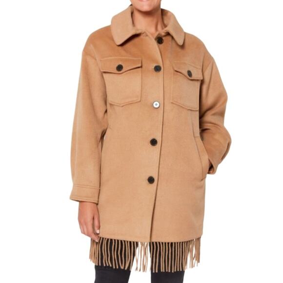Sanctuary Fringe Wool Blend Coat - Camel Size XL - Picture 1 of 7
